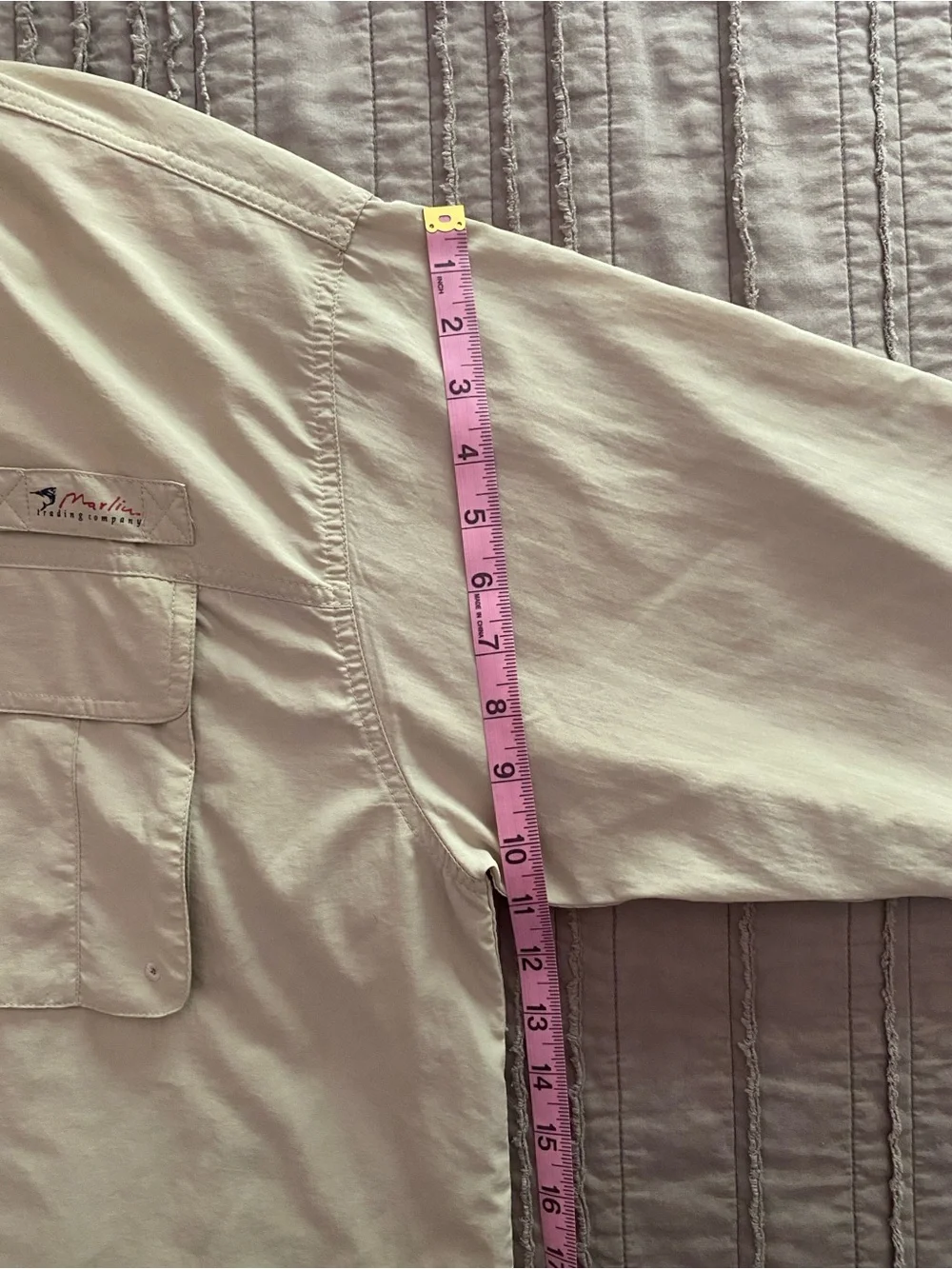 Marlin - Khaki Colored Long Sleeve Button Fishing Shirt - size XL (mens) - Picture 12 of 14